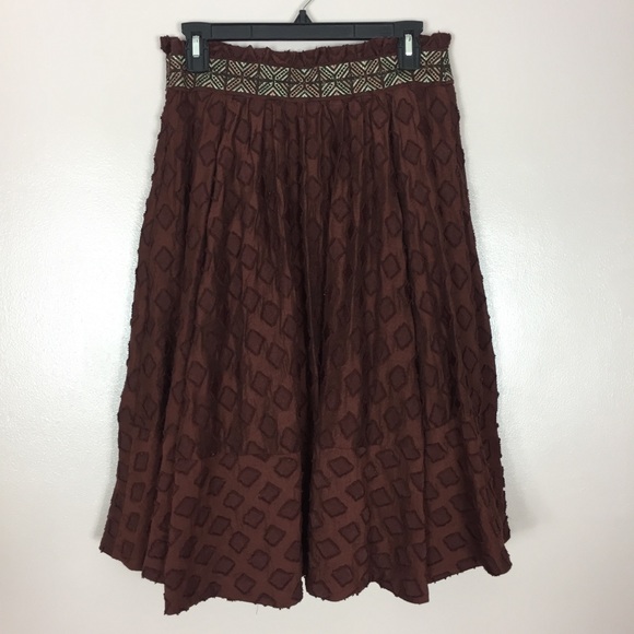 Maeve | Brown Textured Midi Skirt - Picture 5 of 8